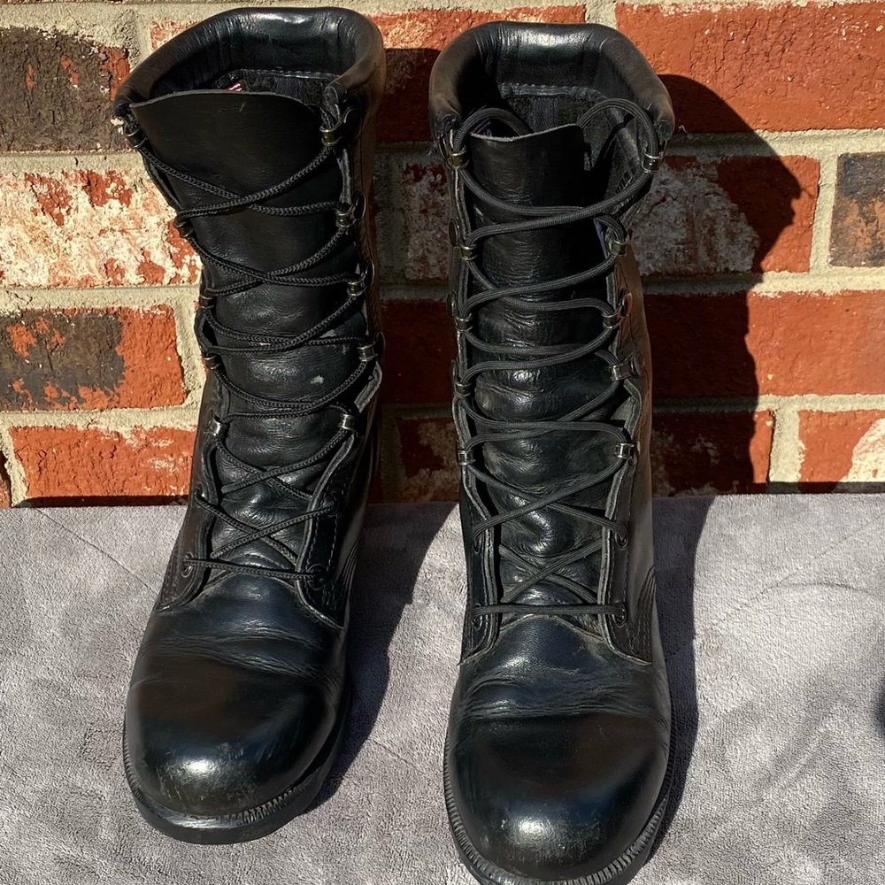 Black Leather Army Combat boots